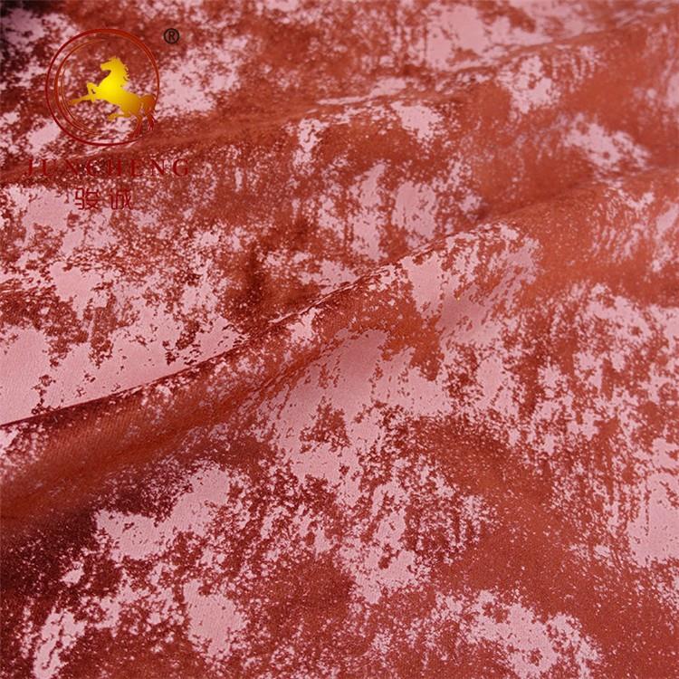 Printed and embossed burgundy velvet fabric1