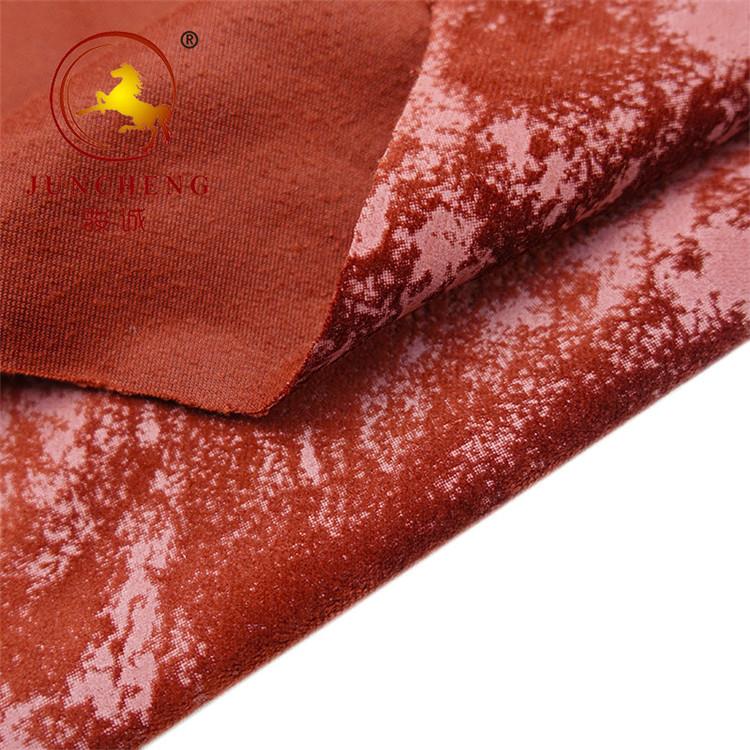 Printed and embossed burgundy velvet fabric2