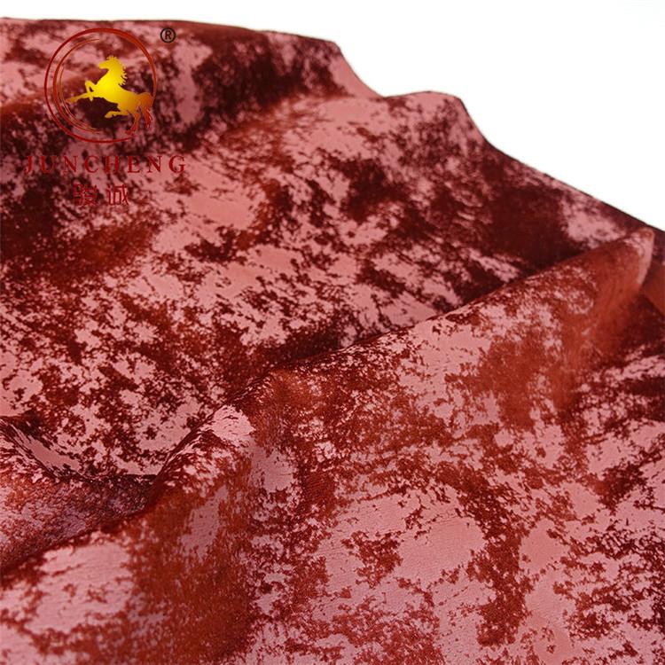 Printed and embossed burgundy velvet fabric3