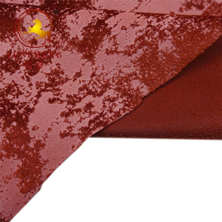 Printed and embossed burgundy velvet fabric4